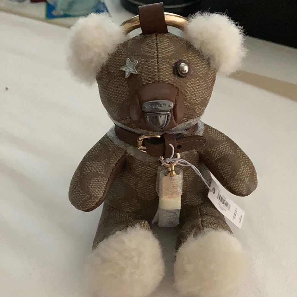 Coach bear charm for bag signature canvas